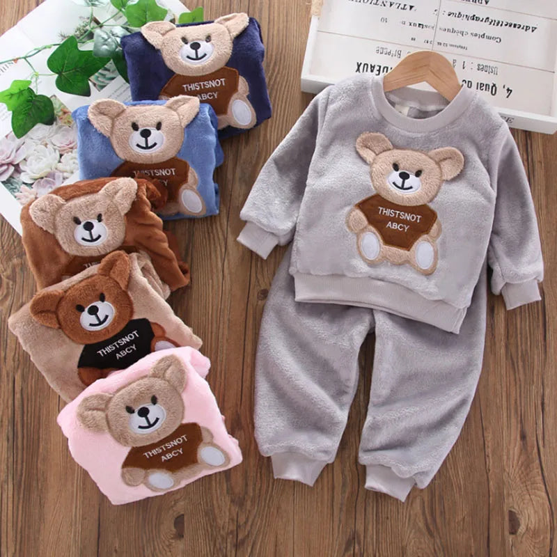 New Winter Baby Girls Boys Bear Sleepwear