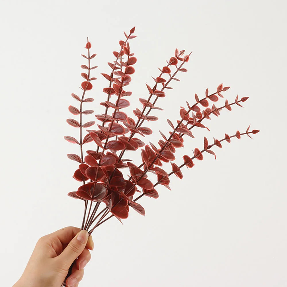 5pcs Artificial Gold Eucalyptus Branch