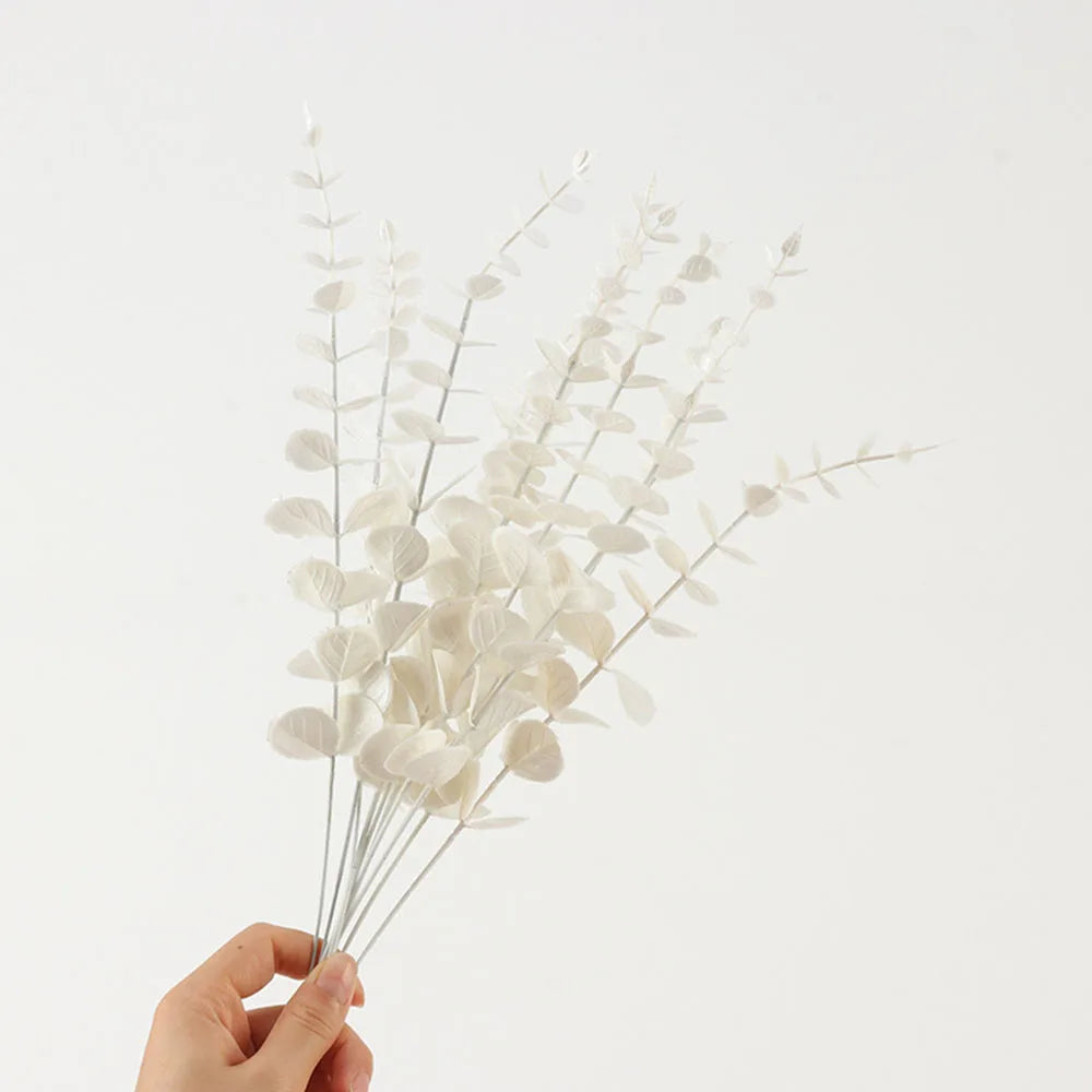 5pcs Artificial Gold Eucalyptus Branch