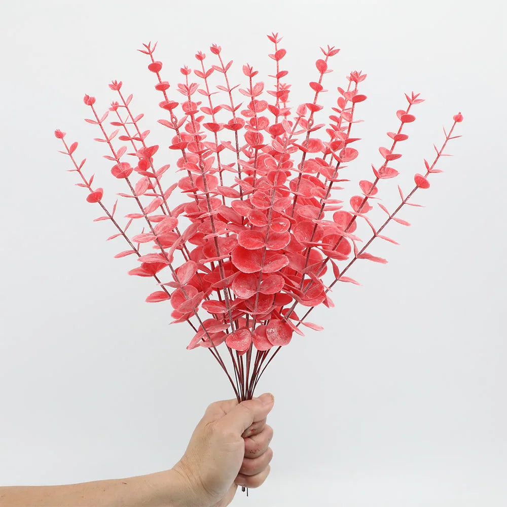 5pcs Artificial Gold Eucalyptus Branch
