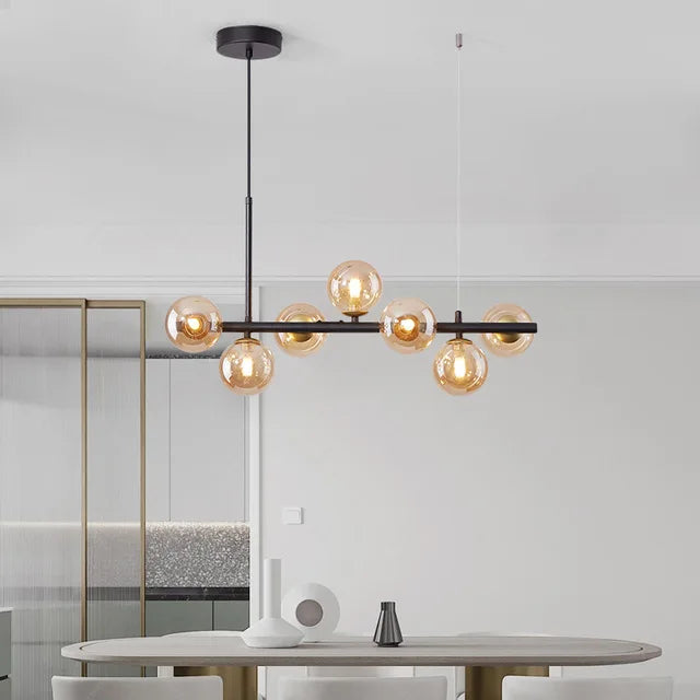 LED Pendant Gold Light Glass Ball Hanging Lamp