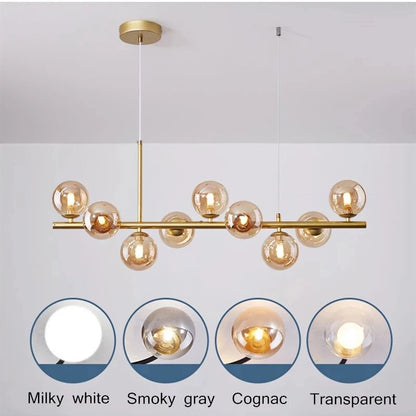 LED Pendant Gold Light Glass Ball Hanging Lamp