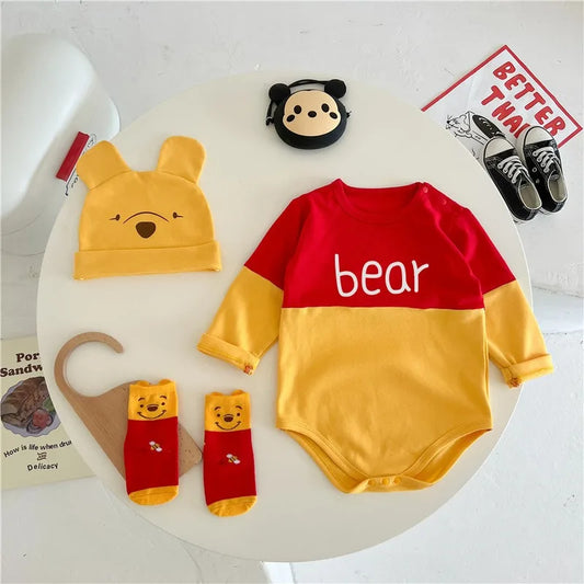 Winnie The Pooh Bear + minnie mouse Baby Bodysuit