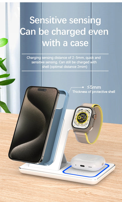 LED Fast Wireless Charger Stand 3 in 1