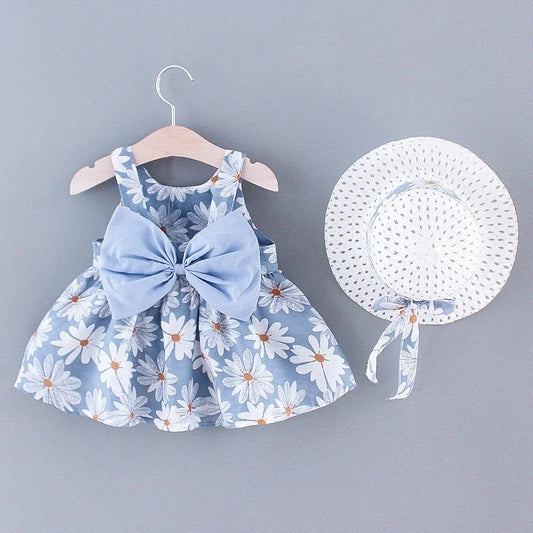 Girls Dress Floral Print Dress with Bow