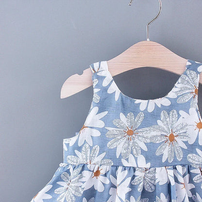 Girls Dress Floral Print Dress with Bow