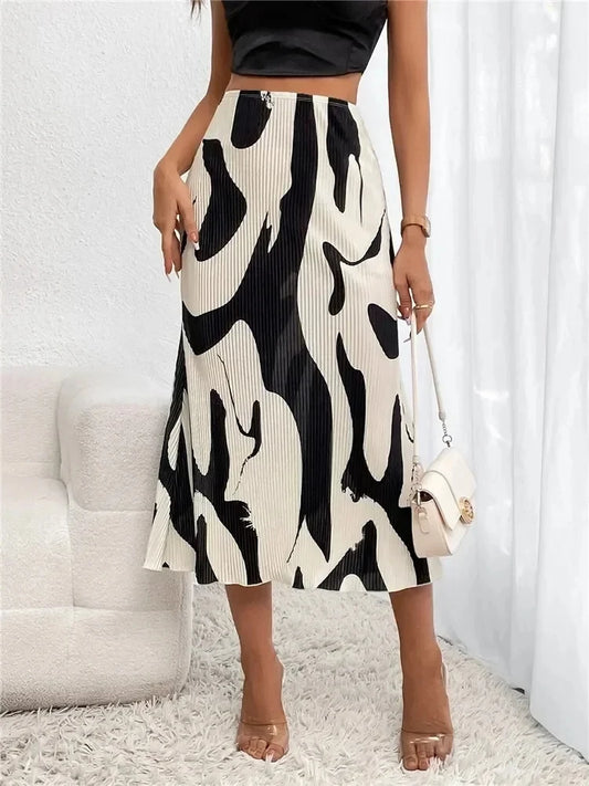 Women's Graphic Print Pleated Skirt