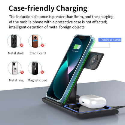 LED Fast Wireless Charger Stand 3 in 1