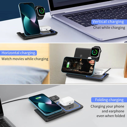 LED Fast Wireless Charger Stand 3 in 1