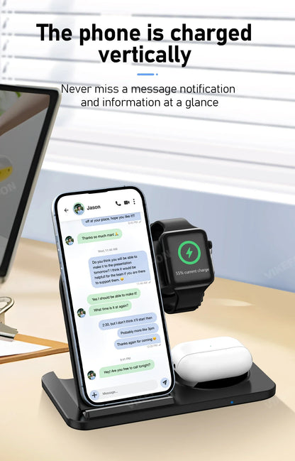 LED Fast Wireless Charger Stand 3 in 1