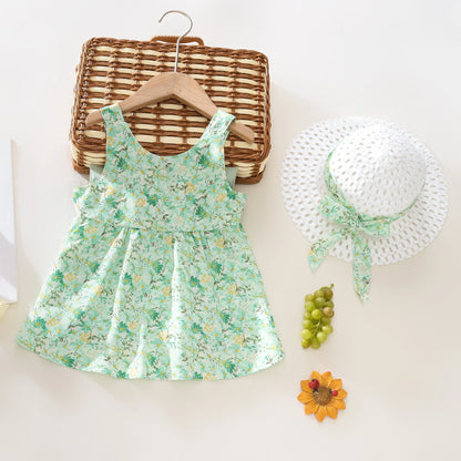 Summer 2-Piece Baby Dress+Sun Hat