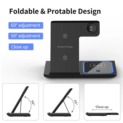 LED Fast Wireless Charger Stand 3 in 1