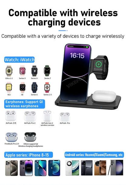 LED Fast Wireless Charger Stand 3 in 1