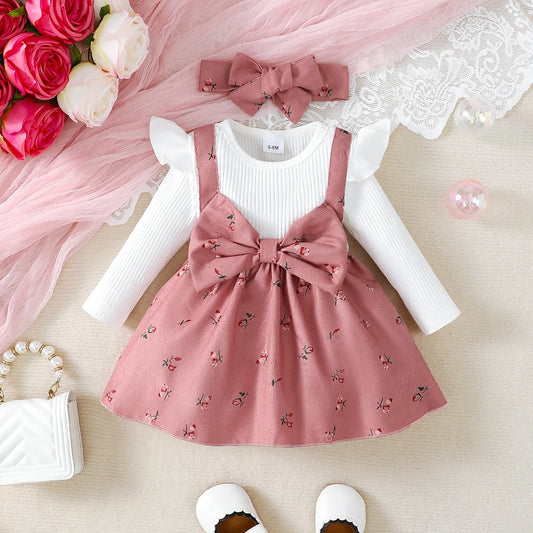 Baby girl Big Bow Princess Dress+Headband