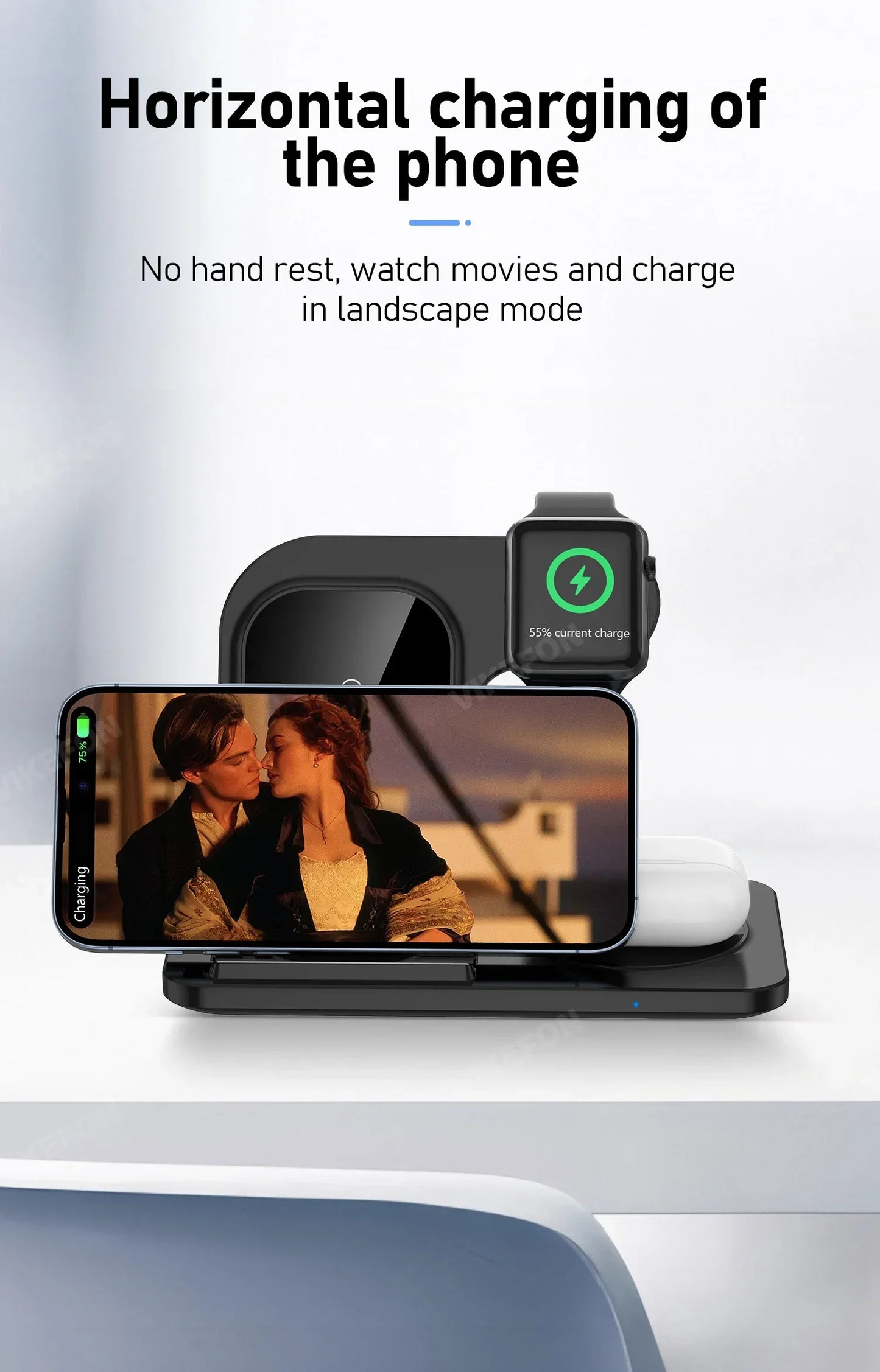 LED Fast Wireless Charger Stand 3 in 1