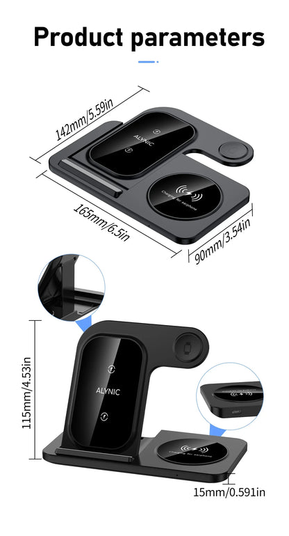 LED Fast Wireless Charger Stand 3 in 1