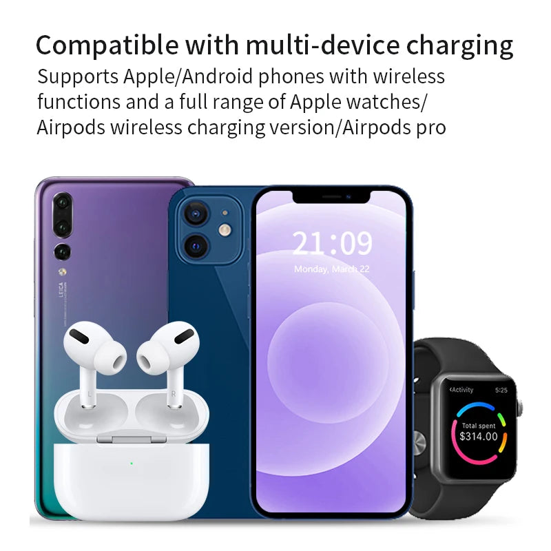 LED Fast Wireless Charger Stand 3 in 1