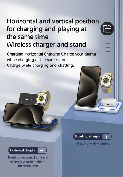 LED Fast Wireless Charger Stand 3 in 1