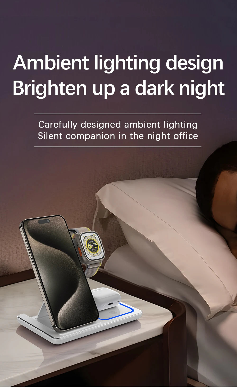 LED Fast Wireless Charger Stand 3 in 1