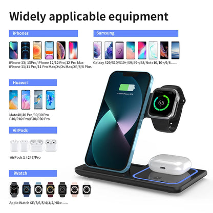 LED Fast Wireless Charger Stand 3 in 1
